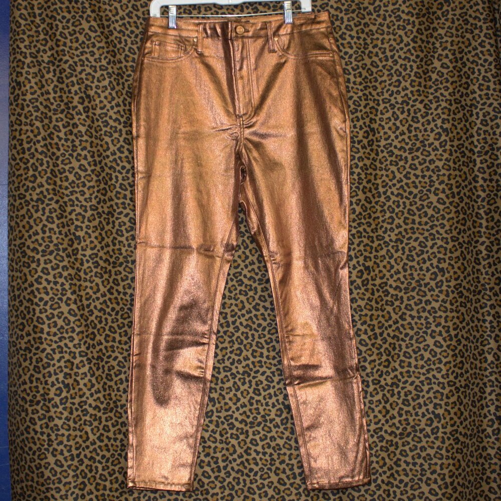 NWT YMI All That Glitters Copper Skinny Jeans Size XL